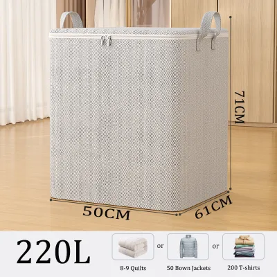 220L Big Size Clothes Storage Box with Cover Large Laundry Basket Organizer Bag for Baby Foldable