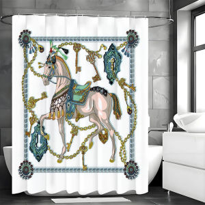 Rèm tắm hình ngựa nghệ thuật sáng tạo hiện đại rèm tắm trang trí phòng tắm Rèm Tắm-Chống nước có móc