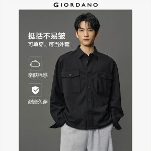 Giordano Men Brand Printed Workwear Pocket Twill Long Sleeve Shirt Free Shipping 12045009