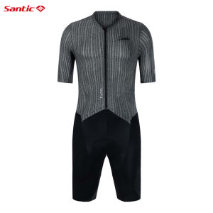 Santic Men Cycling Triathlon Suit Long Riding Cushion Breathable Short Sleeved Competition Racing Bike Sports Set