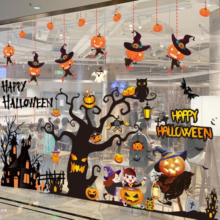 Halloween Decorations Glass Stickers Wall Stickers Shop Shopping Mall