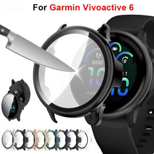 Tempered Glass+Case For Garmin VivoActive 6 PC Hard Screen Protector All-around Bumper Protective Cover for Garmin Vivoactive 6