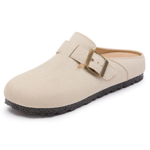 IELGY รองเท้าแตะผู้หญิงวินเทจรองเท้าสลิปออนกึ่งรองเท้าส้นแบน