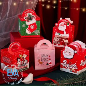 Set 10 Hộp Đựng Quà Noel In Hoạ Tiết Giáng Sinh Hình Ngôi Nhà Có Quai Xách Nhiều Mẫu M3529
