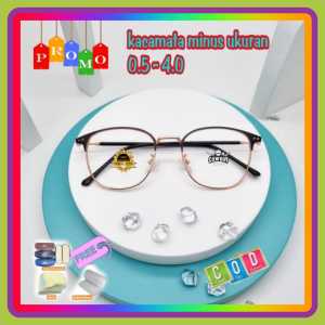 PROMO Kacamata Minus Wanita Dan Pria Frame Kotak 0.50-4.00 Free Box Dan Lap Pembersih