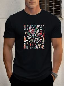 T Shirt For Men Butterfly 100% Cotton Graphic Printing Summer Round Neck T-Shirt Casual Breathable Street Style Daily Top