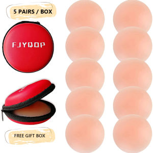 Original FJYQP Silicone Nipple Cover Reusable Waterproof nipple silicon pads 10PCS washable breast bra adhensive invisiable nipple cover Free storage bag