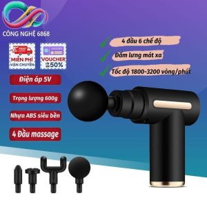 Máy Massage Cầm Tay 6 Chế Độ Có 4 Đầu Massage Máy Mát Xa Cổ Vai Gáy Vuadienmay