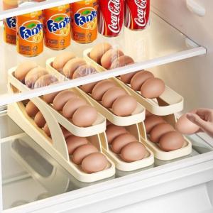 Khay Đựng Trứng Thông Minh 2 Tầng Tự Lăn – Nhựa ABS Cao Cấp Gọn Gàng Tủ Lạnh Tiện Dụng Dễ Lấy