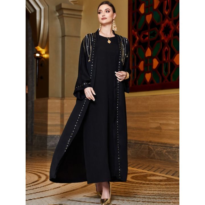 Abaya Sleeveless Cardigan Muslimah Elegant Beaded Cardigan With