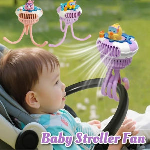 Portable Baby Stroller Fan USB Rechargeable Mute 3 Speeds 360° Rotating Clip-On Bladeless Cooling Fan