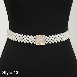 URBAG ยางยืดสำหรับผู้หญิง สายคาดเอวไข่มุก ง่ายๆ สง่างามเรียบหรู สายรัดเชือก แฟชั่นสำหรับผู้หญิง บางและบาง เข็มขัดเอวมุก สำหรับผู้หญิง