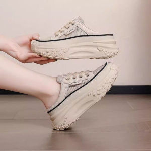 [Free Shipping] Baotou WomenS Half-Slipper Sandals For Autumn 2026 Height-Increasing Thick-Soled Comfortable No-Heel White Shoes For Petite Women