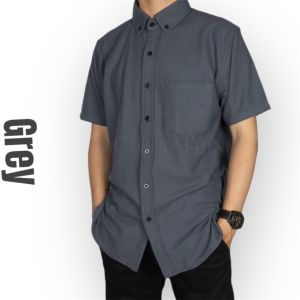 Kemeja Pria Polos Lengan Pendek Slim Fit (BISA COD)