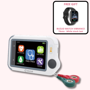 BUZUD HEALTH MONITOR CHECKME LITE HMCL 3 IN 1 ECG/EKG SPO2 &TEMPERATURE ( FREE GIFT BUZUD WATCH VIBRANCE )