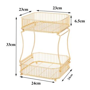 Emas Keranjang Serba Guna 2Tingkat / Tray Buah / Tempat Buah / Wadah Buah / Fruit Tray /Tempat Saji Buah / Keranjang 2 Tingkat