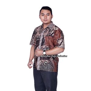 Blouse Batik Wanita Modern Trendy Terlaris By Batik Dua Putri Collection = JOWO COKLAT
