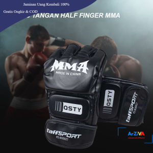 TaffSPORT Sarung Tangan Half Finger MMA UFC Boxing Leather Glove - FE-BO0027 - Black