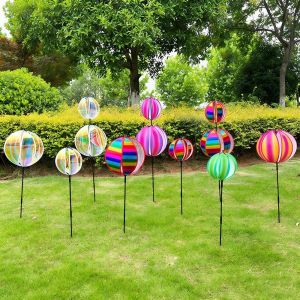 INVADER Glitter Stripe Windmill Colorful Film Rainbow Effect Reflective Pinwheels Garden Decoration With Stakes Rainbow Wind Real Estate Scenic Area
