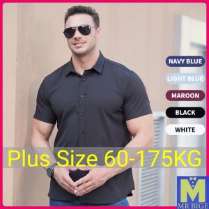 【Plus Size】Men Casual Clothing Formal Large Big Oversized Loose Shirts Summer Vintage Short Sleeve Business Shirt