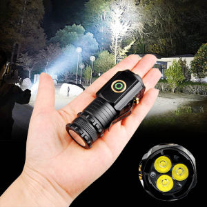 3 LED mini Flashlight Rechargeable Waterproof torch light powerful rechargeable emergency lights heavy duty flashlight 100000 lumens working light Hiking Camping lamp Hat Clip Light flashlight super bright led keychain light pocket flash light