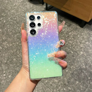 [JLK] Glitter Aurora Magnetic Acrylic Case for Samsung Galaxy S25 S24 S26 Ultra S23 S24 FE S22 Plus Laser Gradient Cover