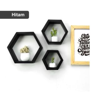 Rak Dinding Hexagonal Hiasan Dinding Aesthetic Rak Hexagonal Kayu Jati Pajangan Hiasan Dinding Gantung