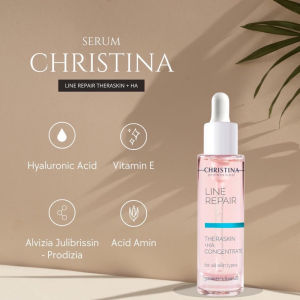 SERUM CẤP NƯỚC TRẺ HÓA VÀ PHỤC HỒI DA CHRISTINA LINE REPAIR THERASKIN+HA CONCENTRATE 50ML - - Cấp ẩm chuyên sâu tạo lớp màng ngăn chặn sự thoát nước trên bề mặt da. - Làm đầy các nếp nhăn vết chân chim chống lão hóa mang đến làn da căng bóng mịn m