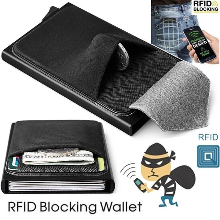 Aluminum Wallet With Back Pocket ID Card Holder RFID Blocking Mini