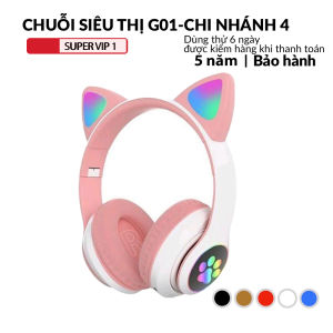 Growntech Z28M Led Cat Headphones Connect to Bluetooth 5.0 with Microphone for Talking Support Aux Port Multi-Function Fm Radio Memory Card 24-Month Warranty