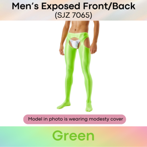 Mens Tights : Smooth and Shiny Semi Translucent Open Front.Back Lower Body Jumpsuit (SJZ 7065)