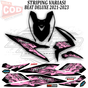 Stiker Variasi Honda Beat Deluxe 2021 2023 Striping Motif Api Design Terbaru Sticker Vynil Lis