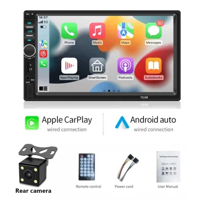 7 นิ้ว 2Din เครื่องเสียงรถยนต์ Carplay / Android Auto / iOS Connect [7018B-Carplay] บลูทู ธ วิทยุรถยนต์