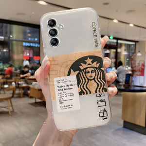 Phone Case Samsung Galaxy A56 A36 A26 S24 FE A55 A06 A16 A35 A15 A25 A05s A05 A54 A34 A14 5G A24 Transparent Fashion Star Coffee Cup Bucks Pattern Soft Silicone Casing Samsung A55 5G Phone Cover