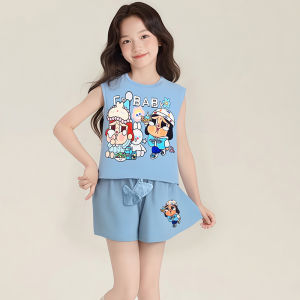 PRINCESS KESLI ชุดเซ็ตเด็กผู้หญิงแฟชั่น ชุดสูทลําลองเด็กสองชิ้น งานสกรีนลายน่ารัก สไตล์เกาหลี ฤดูร้อ 2-12 ปี