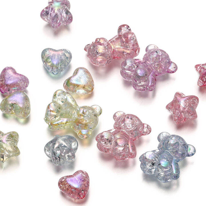 St.kunkka 10pcs Acrylic UV Electroplated Assorted Colors Beads Heart ...