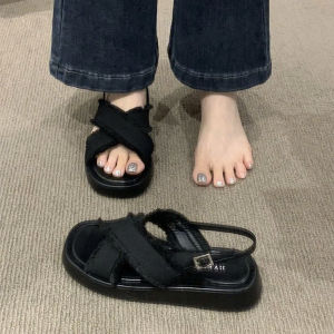 (Form bé ) Sandal nữ dây chéo Tua Rua - đặt tăng lên 1 size
