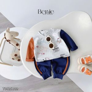 Bộ quần áo dài tay thu đông cho bé trai chất liệu cotton mặc đi học 1 đến 7 tuổi BERNIE T0825B09