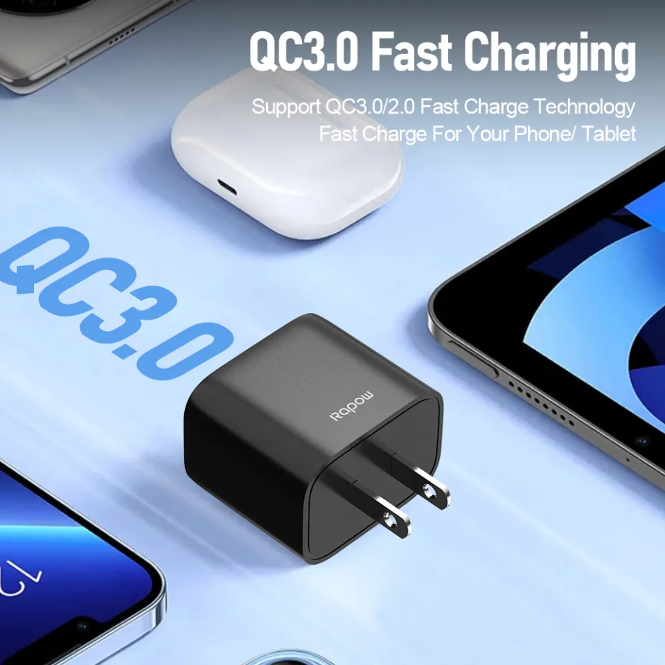 Rapow RC18A USB 18W Fast Charger QC Adapter Charger For  iPhone/Samsung/Huawei/Xiaomi Universal