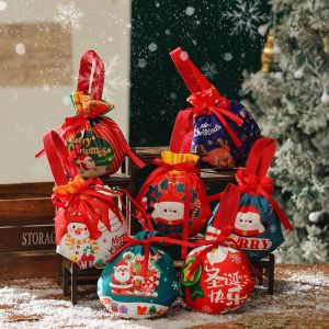 LEIFNYDI พร้อมที่จับ ถุงของขวัญคริสต์มาส ผ้าผ้าทอ ถุงเก็บสัมภาระ ถุงขนมคริสต์มาส ถุงบรรจุเครื่องประดับ แบบพกพาได้ ถุงของขวัญขนมขนม ของขวัญขนมแต่งงานเครื่องสำอาง