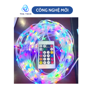 Đèn Dây Led 16 triệu màu  Nháy Đuổi Hạt Gạo Mẫu Mới 20m 200 Hạt Dày 5V Có Cảm Biến Âm Thanh Và Kết Nối BlueTooth Tặng Điều Khiển