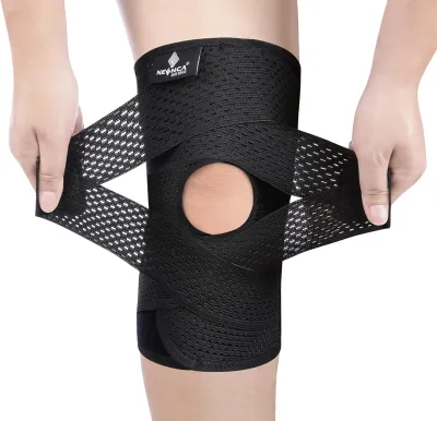 NEENCA Professional Knee Brace with Side Stabilizers 1 knee pad Compression Knee Support with Mesh Weave Tech Knee Wrap with Ultra-Soft Bandage for Meniscal Tear Knee Pain ACL MCL Arthritis Injuries Recovery Breathable Knee Support
