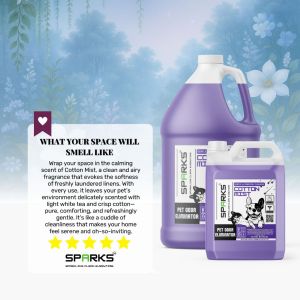 Sparks COTTON MIST Pet Odor Eliminator – Vet Approved Dog Cat Urine Poop Smell Disinfectant