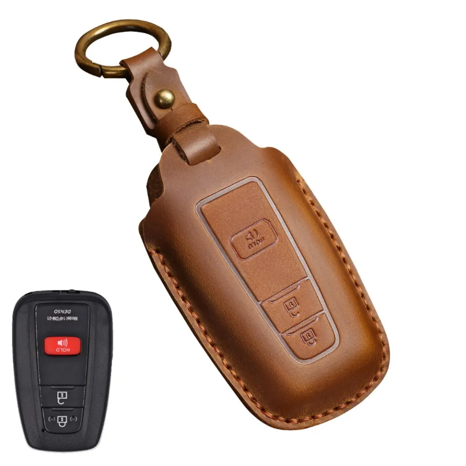 Genuine Leather Smart Key Case Fob Cover For Toyota Avalon Corolla Camry RAV4 2022