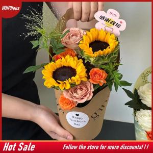【COD】🔥🔥🔥 5Pcs Waterproof Flower Box Thick Bouquet Handbag Flower Packaging Box Scratch Resistant Kraft Paper Handbag For Party Festival