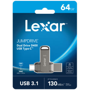 LEXAR Flashdrive Dual Drive JumpDriveD400 128GB (130MB) TypeC USB3.1 แฟลชไดร์ฟ โทรศัพท์ แท็บเล็ต แท้