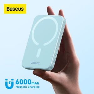 Baseus 20W Magnetic Wireless Charging 6000mAh Power Bank 14.7mm Non-slip Silicone Casing Fast Charging For iPhone 8-13 Series