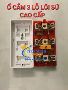 Ổ cắm điện 3 lỗ không màng che siêu tải đa năng lõi sứ chống cháy đế cam/đế xám có đèn báo