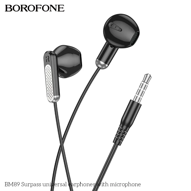 BOROFONE BM89 Stereo Semi-in-ear Headphones Audio Jack Wired  Headphones Built-in Microphone Universal Earphones With Microphone Music  Calling