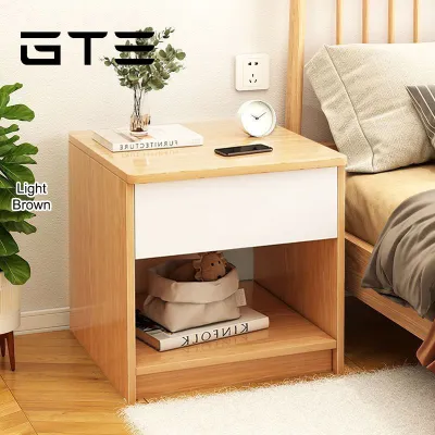 GTE Bedside Cabinet Table Simple Modern Bedroom Small Storage Rack Home Storage Cabinet With Drawer Bedside Shelf - Fulfilled by GTE SHOP